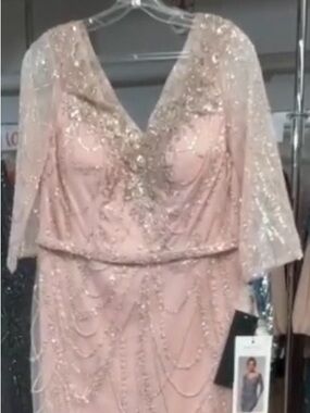 Embellished Blush Pink Long Sleeve Evening Gown